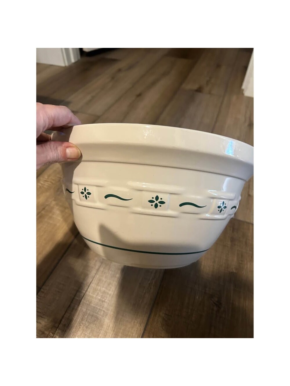 Longaberger XL Mixing Bowl pottery hostess 12 qt Heritage green